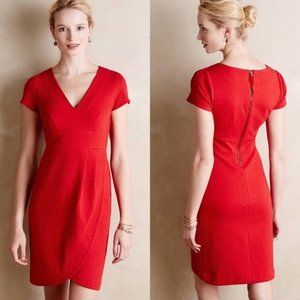 Anthropologie Maeve Red Splitshade Tulip Hem Dress